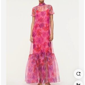 STAUD CALLUNA DRESS MAGENTA PAINTED FLORAL
